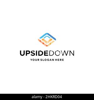 flat colorful design modern UPSIDEDOWN logo design Stock Vector