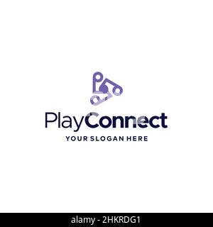 Flat letter mark PLAY CONNECT logo design  Stock Vector