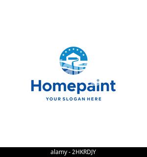 modern colorful Home paint brush Logo design Stock Vector