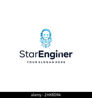 modern StarEnginer tech gear robotics Logo design Stock Vector