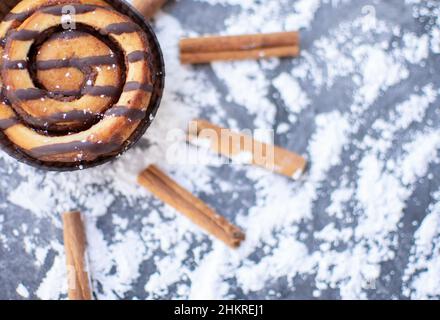 Freshly baked cinnamon rolls Stock Photo