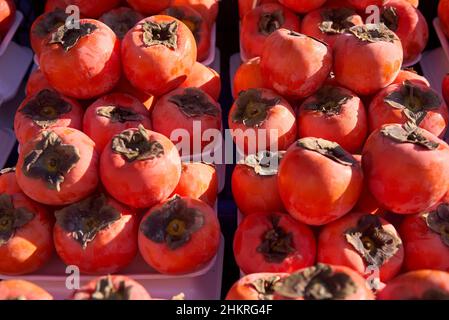 Close up Turkish persimmons in Antalya Stock Photo