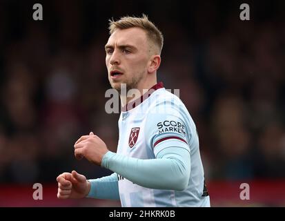 Kidderminster, England, 5th February 2022. Jarrod Bowen of West Ham United during the Emirates FA Cup match at the Aggborough Stadium, Kidderminster. Picture credit should read: Darren Staples / Sportimage Stock Photo