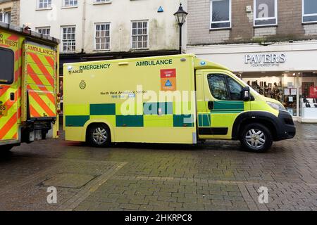 Ambulance at the scene of an emergency incident Stock Photo