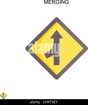 Merging Simple vector icon. Illustration symbol design template for web mobile UI element. Stock Vector