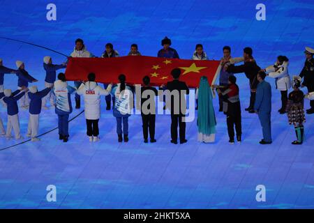 China. 4th Feb, 2022. National Flag of China, FEBRUARY 4, 2022 : Beijing 2022 Olympic Winter Games Opening Ceremony at National Stadium in Beijing, China. Credit: Koji Aoki/AFLO SPORT/Alamy Live News Stock Photo