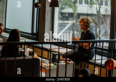 Amazing and serious business people are having a serious conversation Stock Photo