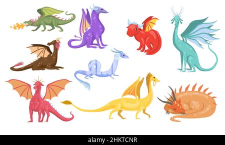 Magic dragons set Stock Vector