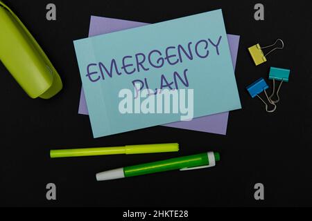 Conceptual display Emergency Plan. Conceptual photo Procedures for response to major emergencies Be prepared Flashy School Office Supplies, Teaching Stock Photo