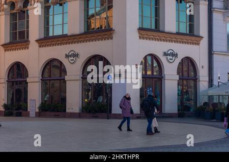 KRAKOW, POLAND, 7 JANUARY 2022: Hard Rock Cafè in market square Stock Photo