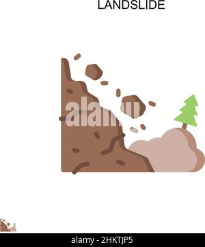 Landslide Icon. Land Slide Earthquake Mountain Disaster Danger Risk ...