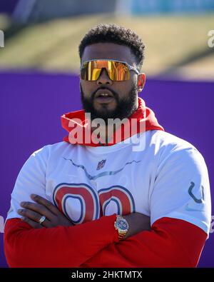 AFC running back Jonathan Taylor of the Indianapolis Colts talks with the  media after Pro Bowl NFL football practice, Thursday, February 3, 2022, in  Las Vegas. (Gregory Payan/AP Images for NFL Stock