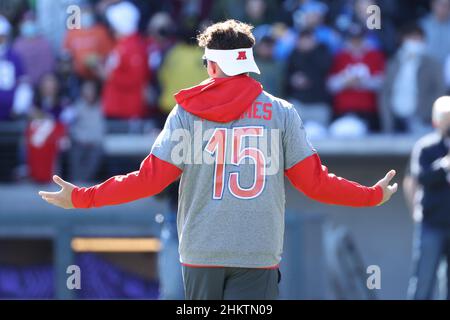 Las Vegas, Nevada, USA. 5th Feb, 2022. Kansas City Chiefs safety Tyrann  Mathieu (32) son celebrates during the AFC Pro Bowl Practice at Las Vegas  Ballpark in Las Vegas, Nevada. Darren Lee/CSM/Alamy