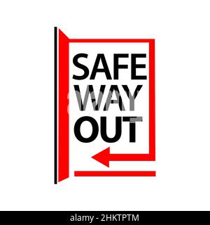 Safe Way Out Sign. Vector Illustration on white background. Stock Vector