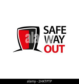 Safe Way Out Sign. Vector Illustration on white background. Stock Vector