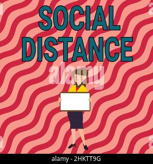 Handwriting text Social Distance. Business idea maintaining a high interval physical distance for public health safety Beautiful Lady Standing Holding Stock Photo