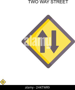 Two way street Simple vector icon. Illustration symbol design template for web mobile UI element. Stock Vector