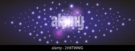 The image of the starry sky in purple hues. Abstract background. Texture Banner. Vector illustration. Stock Vector
