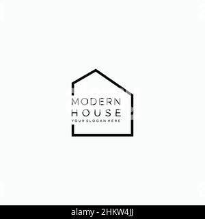flat MODERN HOUSE real estate building Logo design Stock Vector