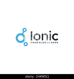 minimalist simple Ionic circuit circle logo design Stock Vector