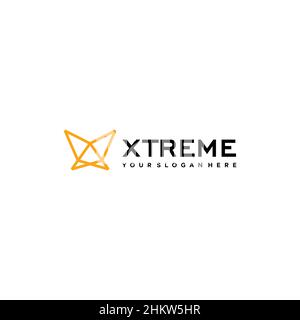 minimalist simple XTREME line art logo design Stock Vector