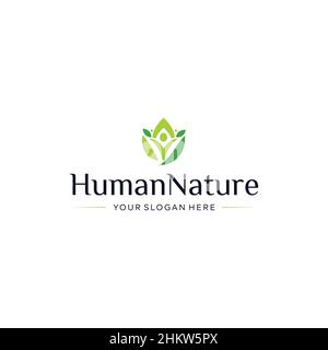 minimalist HumanNature leaf people logo design Stock Vector