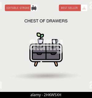 Chest of drawers Simple vector icon. Stock Vector