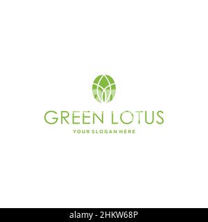 flat GREEN LOTUS leaf leaves plants logo design Stock Vector