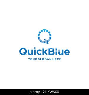flat letter mark initial Q Quick Blue logo design Stock Vector