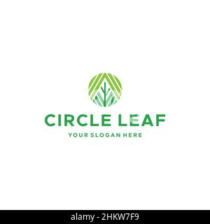 flat CIRCLE LEAF geometric plants logo design Stock Vector