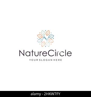 Modern flat initial N Nature Circle logo design Stock Vector