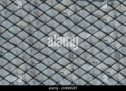 a roof of black slate. Thuringian slate. background texture from shingles Stock Photo