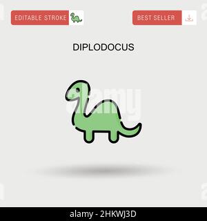 Diplodocus Simple vector icon. Stock Vector