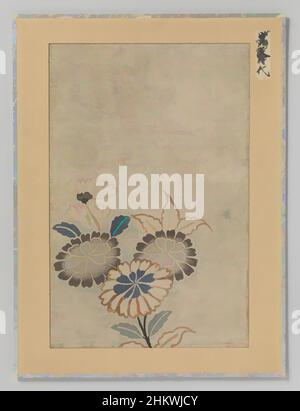 Art inspired by Textile fragment, Textile fragment, print of chrysanthemums on beige background., Japan, 1789 - 1801, silk, height 28.7 cm × width 18.8 cm, Classic works modernized by Artotop with a splash of modernity. Shapes, color and value, eye-catching visual impact on art. Emotions through freedom of artworks in a contemporary way. A timeless message pursuing a wildly creative new direction. Artists turning to the digital medium and creating the Artotop NFT Stock Photo