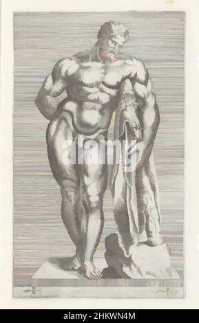 Art inspired by Sculpture of Hercules, Hercules Farnese, Herculis simulacrum in aedibus Farnesiani, Antique sculptures in Rome (series title), Antiquarum statuarum urbis Romae quae in publicis locis visuntur icones (series title), Caption in Latin. Print is part of an album., print, Classic works modernized by Artotop with a splash of modernity. Shapes, color and value, eye-catching visual impact on art. Emotions through freedom of artworks in a contemporary way. A timeless message pursuing a wildly creative new direction. Artists turning to the digital medium and creating the Artotop NFT Stock Photo