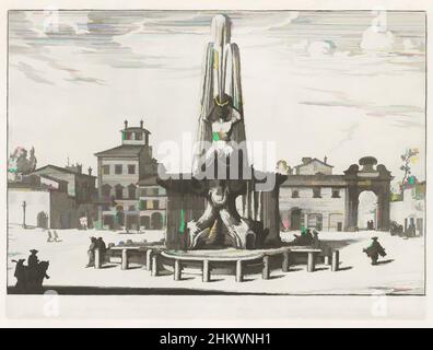 Art inspired by Fontana del Tritone in Piazza Barberini, Rome, Fontana del sig. Prencipe di Pallestrina, Fontane di Roma (series title), Fountains of Rome (series title), Numbered lower right: 16. The print is part of an album., print maker: Giovanni Battista Falda, Giovanni Battista, Classic works modernized by Artotop with a splash of modernity. Shapes, color and value, eye-catching visual impact on art. Emotions through freedom of artworks in a contemporary way. A timeless message pursuing a wildly creative new direction. Artists turning to the digital medium and creating the Artotop NFT Stock Photo