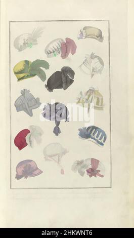 Art inspired by Elegantia, or magazine of fashion, luxury and taste for ladies, January 1808, No. 32: Toque de Levantine...., According to the accompanying text (p. 32): Fourteen different hats and toques of silk and velvet, numbered 1 to 4. According to the caption: 1. Toque of ', Classic works modernized by Artotop with a splash of modernity. Shapes, color and value, eye-catching visual impact on art. Emotions through freedom of artworks in a contemporary way. A timeless message pursuing a wildly creative new direction. Artists turning to the digital medium and creating the Artotop NFT Stock Photo