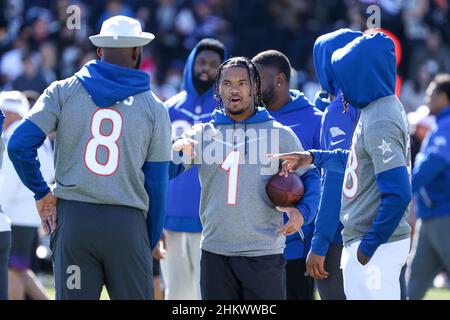 Las Vegas, Nevada, USA. 5th Feb, 2022. San Francisco 49ers wide receiver  Deebo Samuel (19) during the NFC Pro Bowl Practice at Las Vegas Ballpark in  Las Vegas, Nevada. Darren Lee/CSM/Alamy Live