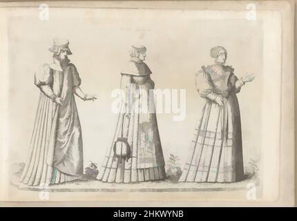 Art inspired by Three Swiss women, dressed according to the fashion of c. 1580, Donna suizzere, Print from album 'Dei veri ritratti degl'habiti di tvtte le parti del mondo intagliati in rame per opra di Bartolomeo Grassi', 1585., publisher: Bartolomeo Grassi, in or before 1585, paper, Classic works modernized by Artotop with a splash of modernity. Shapes, color and value, eye-catching visual impact on art. Emotions through freedom of artworks in a contemporary way. A timeless message pursuing a wildly creative new direction. Artists turning to the digital medium and creating the Artotop NFT Stock Photo