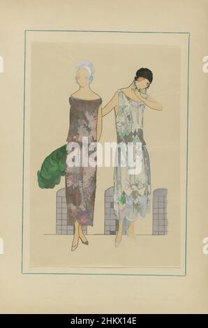 Art inspired by Très Parisien, 1923, No 1: Creations LA TUNIQUE RADIAH, Two evening gowns by 'La Tunique Radiah', garnished with embroidery and pearls. Print from the fashion magazine Très Parisien (1920-1936)., print maker:, draughtsman: J. Dory, Paris, 1923, paper, letterpress, Classic works modernized by Artotop with a splash of modernity. Shapes, color and value, eye-catching visual impact on art. Emotions through freedom of artworks in a contemporary way. A timeless message pursuing a wildly creative new direction. Artists turning to the digital medium and creating the Artotop NFT Stock Photo