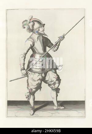 Art inspired by Soldier carrying his spear with both hands by his right side, the point raised diagonally (no. 15), c. 1600, A soldier, full-length, carrying a spear (lance) with both hands by his right side, the point raised diagonally (no. 15), c. 1600. This is the first act for, Classic works modernized by Artotop with a splash of modernity. Shapes, color and value, eye-catching visual impact on art. Emotions through freedom of artworks in a contemporary way. A timeless message pursuing a wildly creative new direction. Artists turning to the digital medium and creating the Artotop NFT Stock Photo