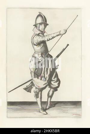 Art inspired by Soldier holding a rudder, sliding his right hand to the end of his ramrod (no. 25), c. 1600, A soldier, full-length, to the right, holding a rudder (a certain type of firearm) with his left hand near his left thigh and bringing his right hand to the end of his ramrod, Classic works modernized by Artotop with a splash of modernity. Shapes, color and value, eye-catching visual impact on art. Emotions through freedom of artworks in a contemporary way. A timeless message pursuing a wildly creative new direction. Artists turning to the digital medium and creating the Artotop NFT Stock Photo