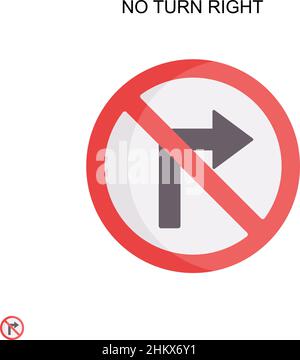 No turn right Simple vector icon. Illustration symbol design template for web mobile UI element. Stock Vector