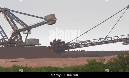 close up of an iron ore loader at port hedland Stock Photo