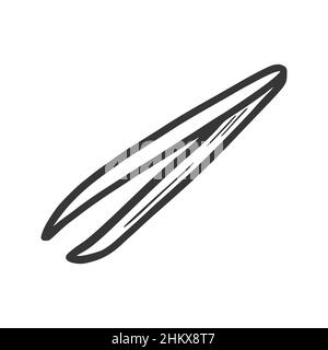 Medical tweezers vector illustration. Hand drawn sketch doodle scribble style. Tweezers sketch icon. Stock Vector