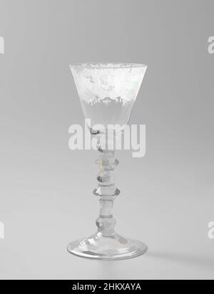 Art inspired by Chalice glass with representations concerning marriage and fertility, Vaulted foot. Baluster stem with knots and an elongated bubble. The conical, bottom rounded chalice is decorated along the rim with banding and foliage with fruit garlands and alternating a bird on its, Classic works modernized by Artotop with a splash of modernity. Shapes, color and value, eye-catching visual impact on art. Emotions through freedom of artworks in a contemporary way. A timeless message pursuing a wildly creative new direction. Artists turning to the digital medium and creating the Artotop NFT Stock Photo