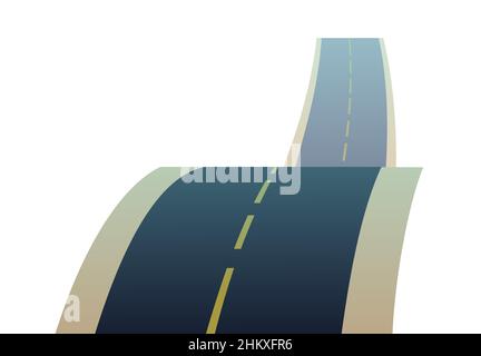 Good asphalt road. Quality modern empty highway. Suburban intercity pathway. Isolated on white background. Vector Stock Vector