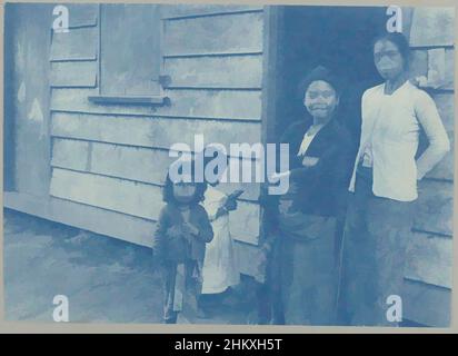 Art inspired by Javanese, Groote Combéweg, Two Javanese women and two girls standing in the doorway of a wooden house on the Grote Combéweg in Paramaribo. Part of the photo album Souvenir de Voyage (part 2), about the life of the Doijer family in and around the plantation Ma Retraite in, Classic works modernized by Artotop with a splash of modernity. Shapes, color and value, eye-catching visual impact on art. Emotions through freedom of artworks in a contemporary way. A timeless message pursuing a wildly creative new direction. Artists turning to the digital medium and creating the Artotop NFT Stock Photo