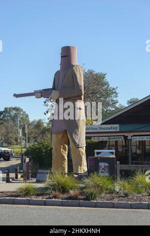 a gigantic outdoor monument  to Ned Kelly in Glen Rowan, Australia Stock Photo