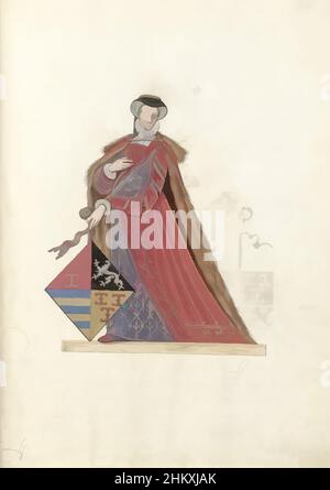 Art inspired by Jolanthe van Gaesbeek, lady of Culemborg, Jolanthe (also Jolenta and Jolenthe) van Gaesbeeck, lady of Culemborg. Wife of Hubrecht V, lord of Culemborg. Standing full-length with the quartered coat of arms of Culemborg and Van der Leck, among others. Part of an, Classic works modernized by Artotop with a splash of modernity. Shapes, color and value, eye-catching visual impact on art. Emotions through freedom of artworks in a contemporary way. A timeless message pursuing a wildly creative new direction. Artists turning to the digital medium and creating the Artotop NFT Stock Photo